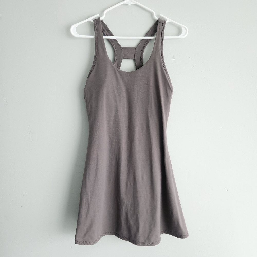vestique Gray Racerback Tennis Dress Sporty With Pockets Shorts Pickleball